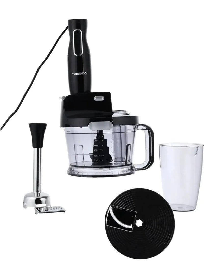 Tornado 4-in-1 Hand Blender, 1000W Power, 3 Blades for Spiral Slices, Ribbons & Shreds, Black/Stainless Steel - Model THB-1000MK - Image 2